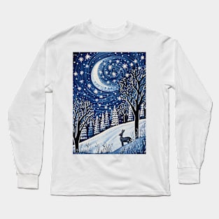 Moonlit Reverie: The Hare's Serenity Long Sleeve T-Shirt